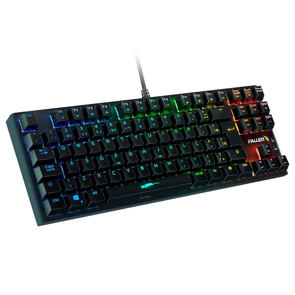 Teclado Gamer Mecânico Fallen Falcãozinho, RGB, Switch Blue, Anti-Ghosting, Preto - TE-FA-FZ-SA Teclado Gamer Mecânico Fallen Falcãozinho, RGB, Switch Blue, Anti-Ghosting, Preto - TE-FA-FZ-SA