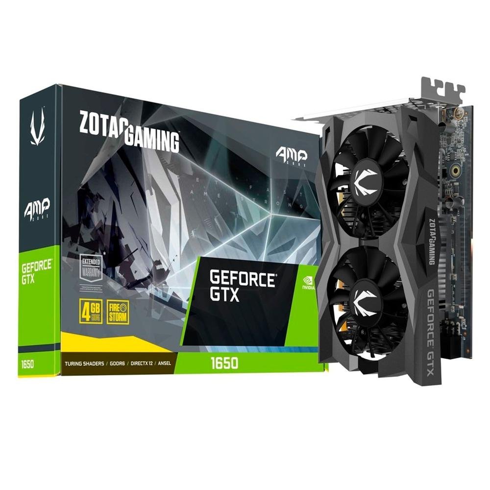 Placa de Vídeo ZOTAC GAMING GeForce GTX 1650 AMP Core, 12 Gbps, 4GB, GDDR6 - ZT-T16520J-10L