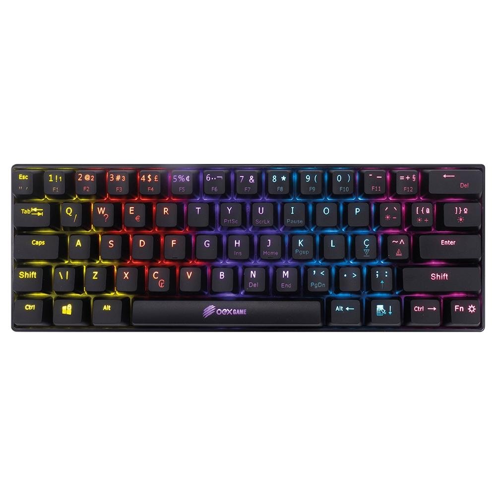 Teclado Gamer Mecânico OEX Game Ziggy 60%, Ultra Compacto, LED
