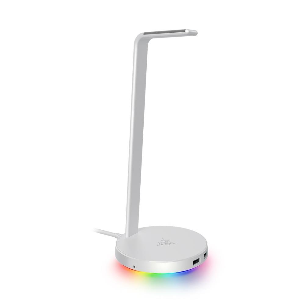 Imagem 2 de 3 do produto Suporte para Headset Gamer Razer Station V2 Mercury White, Surround Sound 7.1, Chroma, 2 Portas USB 3.1 - RC21-01510300-R3M1