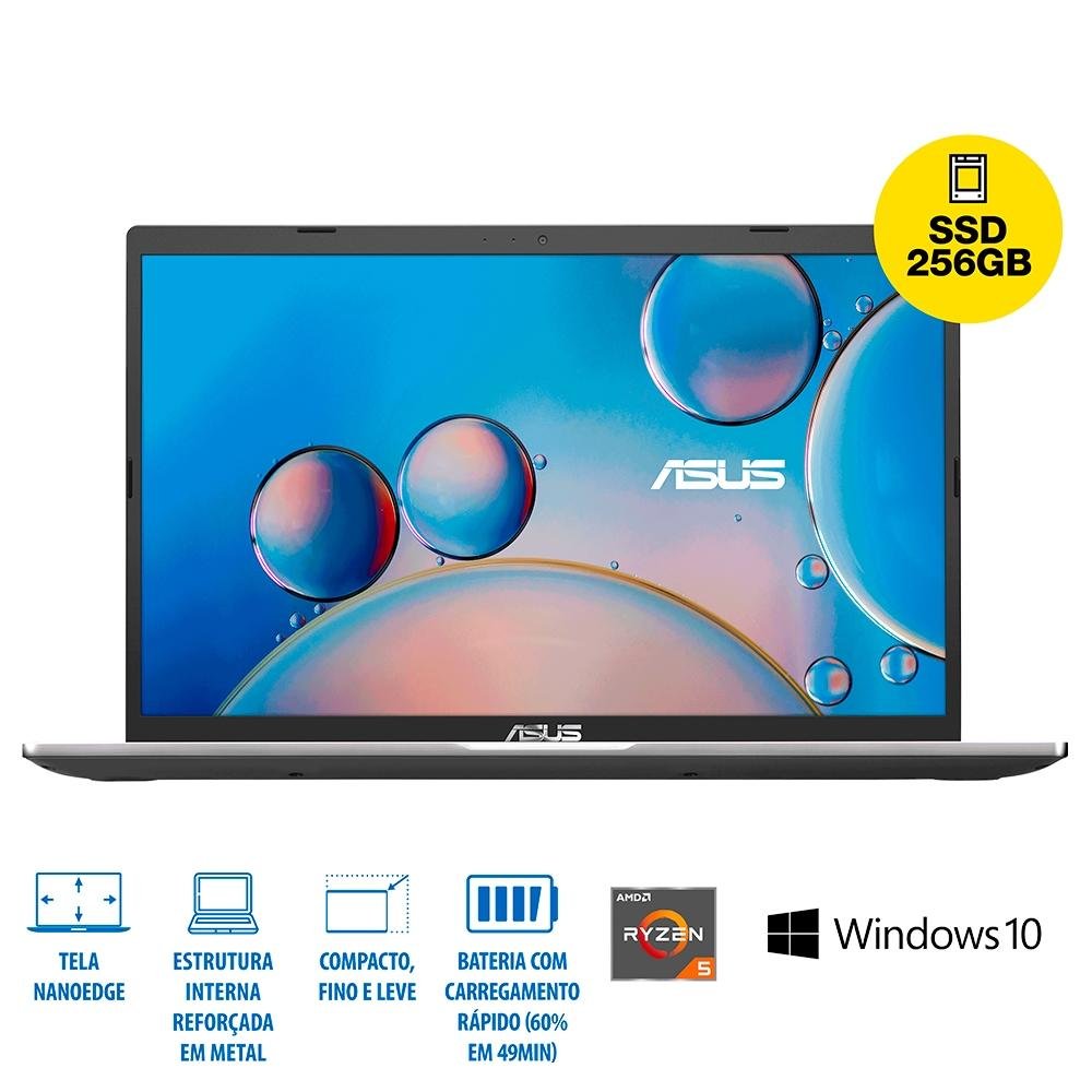 Notebook ASUS AMD Ryzen 5 3500U, 8GB RAM, 256GB SSD, 15.6" FHD, Windows 10 Home, Cinza - M515DA-EJ502T