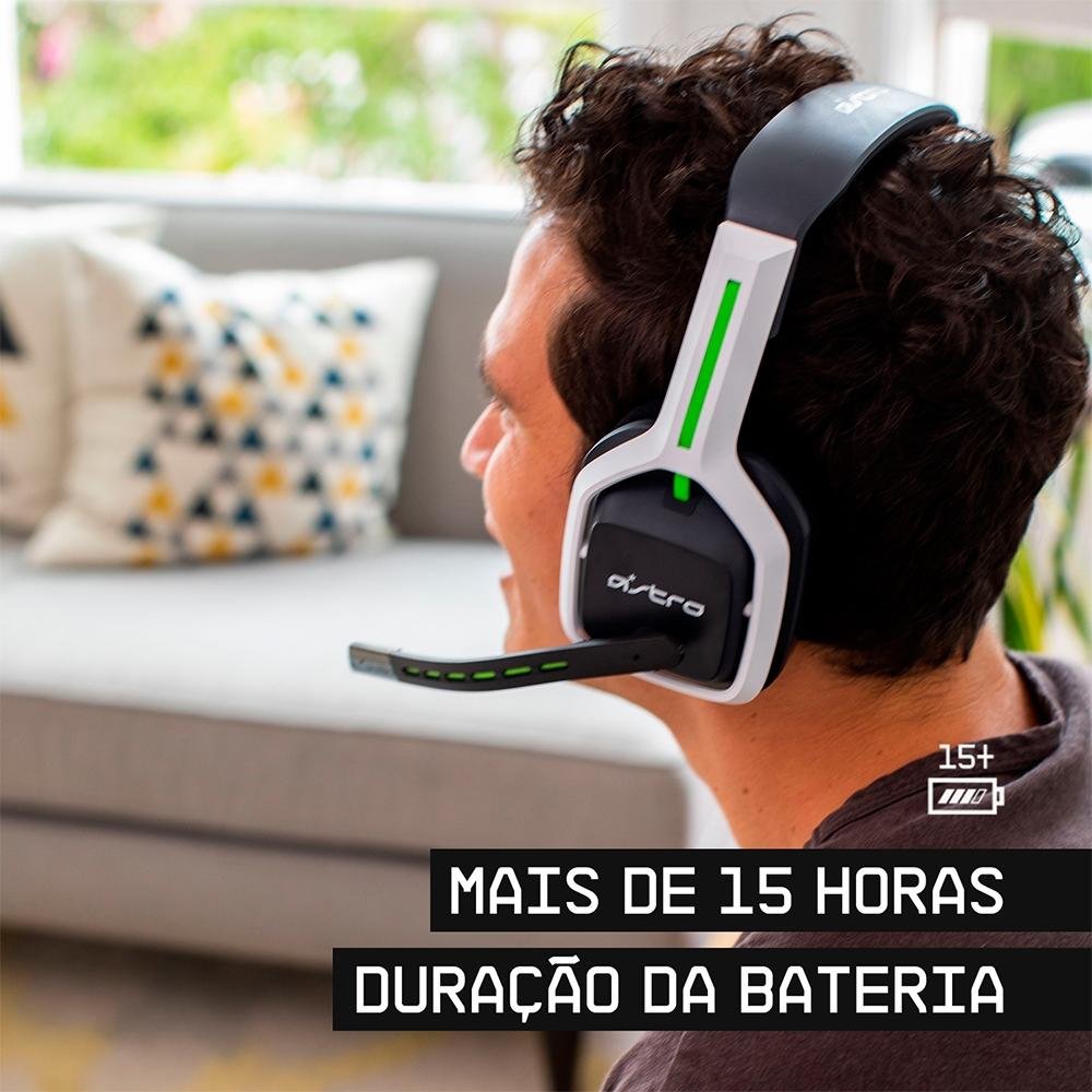 Imagem 9 de 16 do produto Headset Gamer Sem Fio Astro A20 Gen 2, USB, para Xbox Series X/S Xbox One PC Mac, Branco/Verde - 939-001883