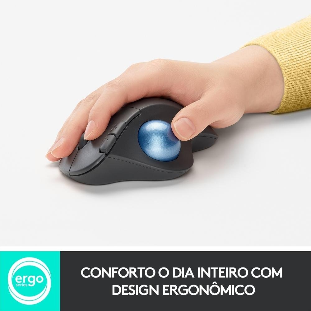 Imagem 2 de 8 do produto Mouse sem fio Logitech Trackball ERGO M575 Controle Fácil do Polegar, Design Ergonômico, Conexão Bluetooth e USB - 910-005869