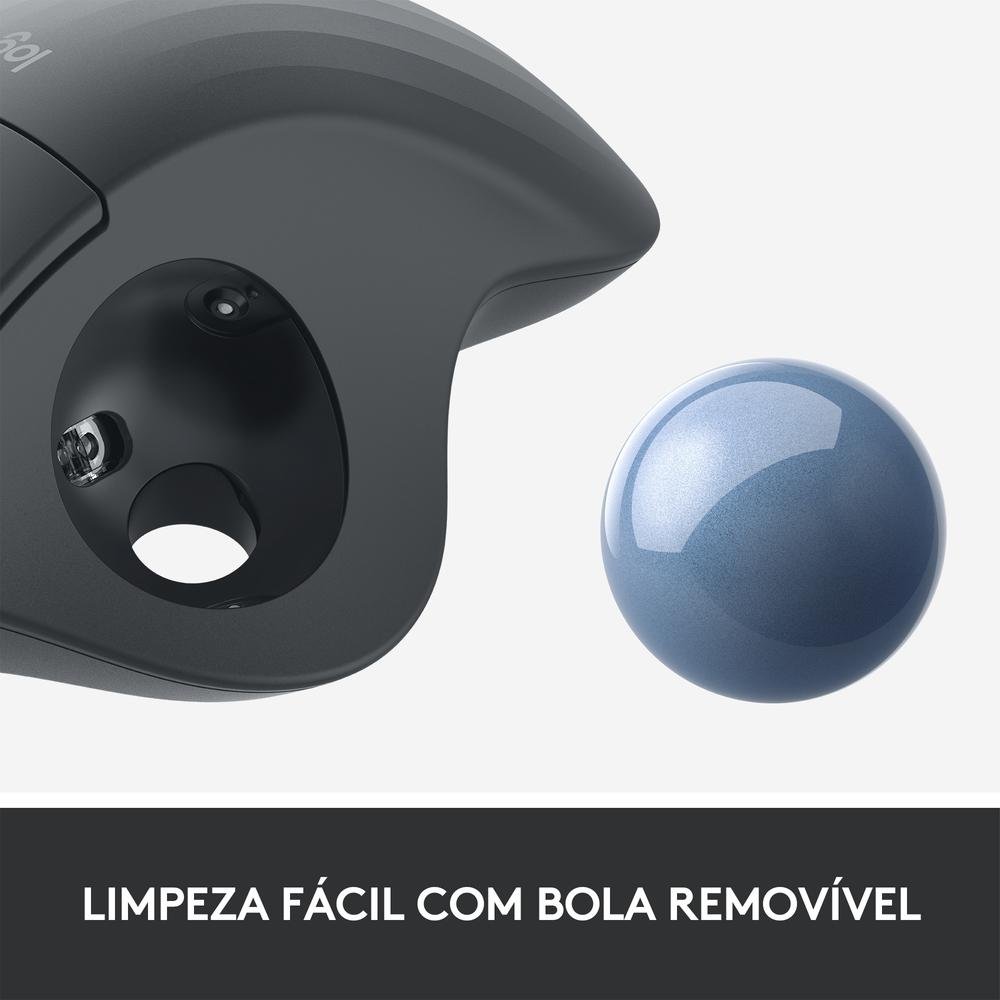 Imagem 5 de 8 do produto Mouse sem fio Logitech Trackball ERGO M575 Controle Fácil do Polegar, Design Ergonômico, Conexão Bluetooth e USB - 910-005869