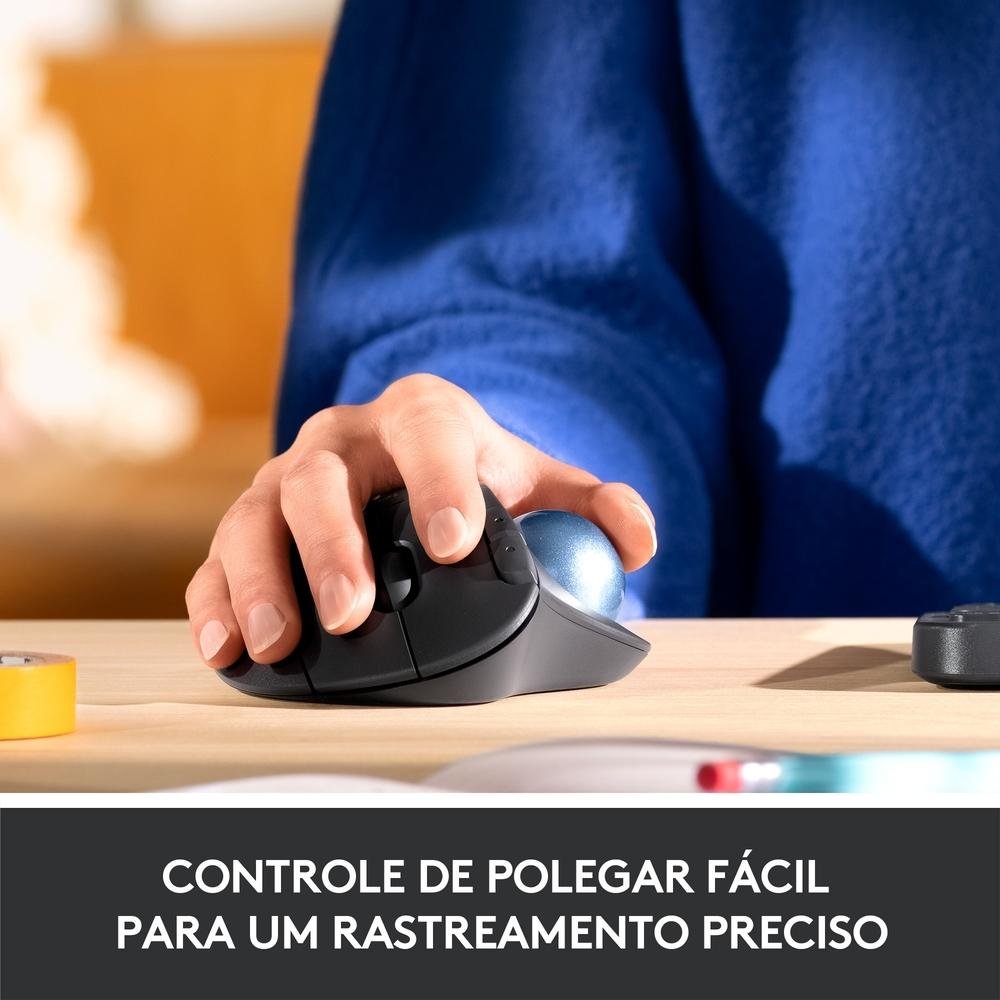 Imagem 6 de 8 do produto Mouse sem fio Logitech Trackball ERGO M575 Controle Fácil do Polegar, Design Ergonômico, Conexão Bluetooth e USB - 910-005869
