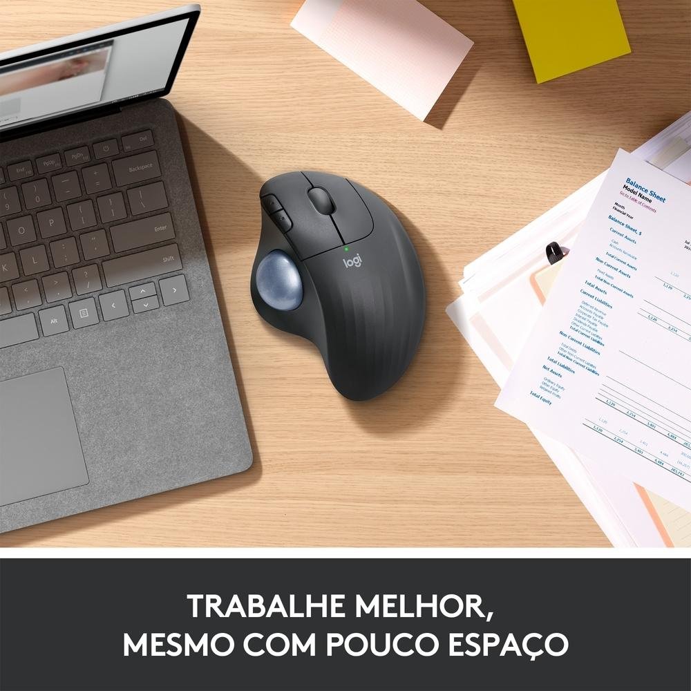 Imagem 7 de 8 do produto Mouse sem fio Logitech Trackball ERGO M575 Controle Fácil do Polegar, Design Ergonômico, Conexão Bluetooth e USB - 910-005869