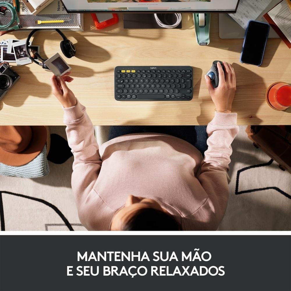Imagem 8 de 8 do produto Mouse sem fio Logitech Trackball ERGO M575 Controle Fácil do Polegar, Design Ergonômico, Conexão Bluetooth e USB - 910-005869