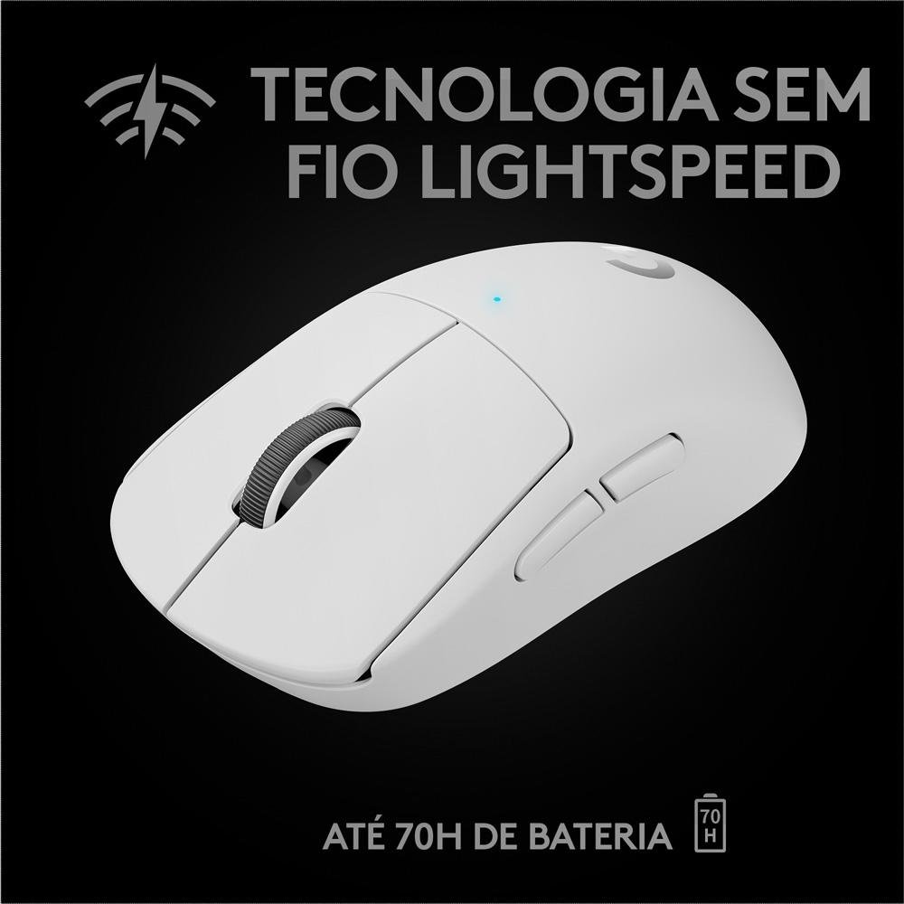 Imagem 4 de 10 do produto Mouse Sem Fio Gamer Logitech G PRO X Superlight, Lightspeed, 25000 DPI, 5 Botões, Branco - 910-005941