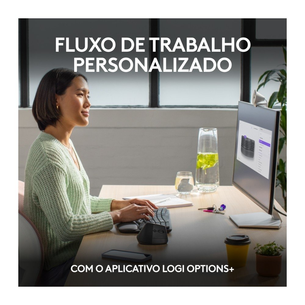Teclado sem fio Logitech ERGO K860 com Layout Dividido, Suporte para Descanso de Pulso, Conexão Bluetooth e USB, Windows e Mac - 920-009169 - view 7