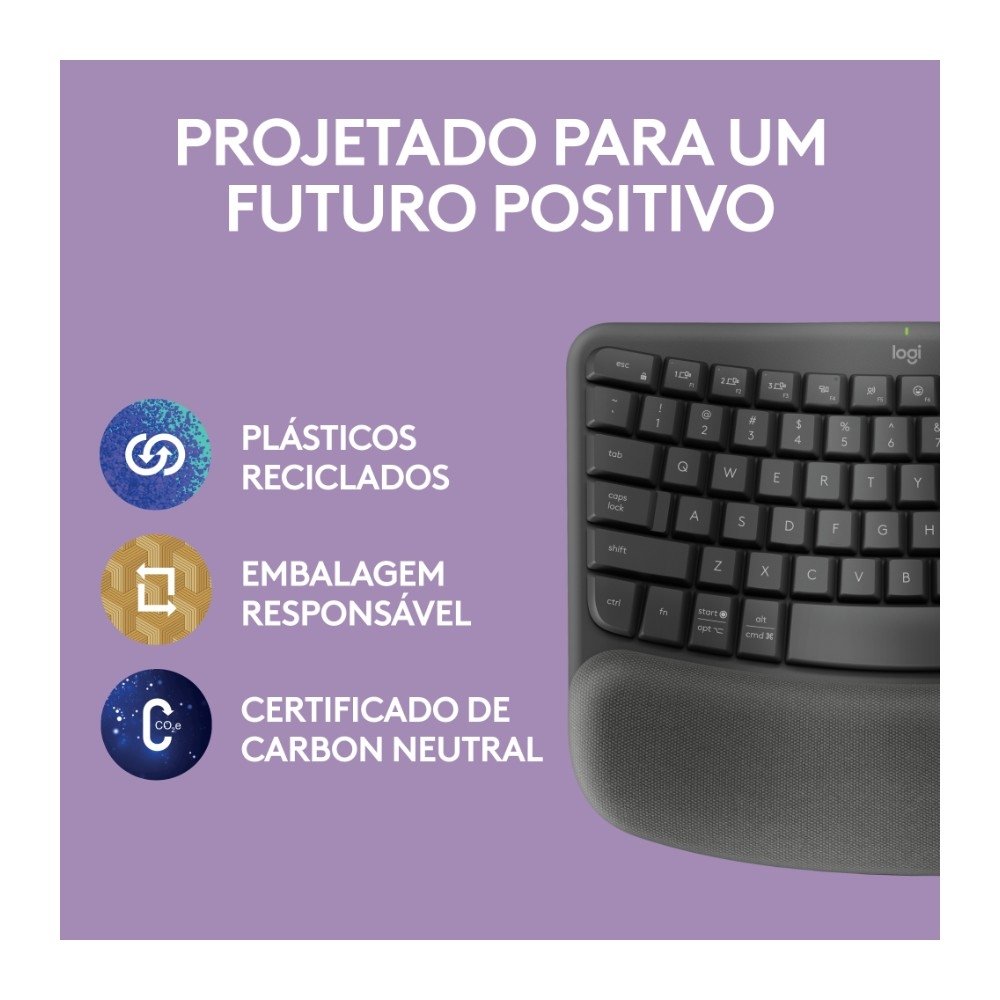 Teclado sem fio Logitech ERGO K860 com Layout Dividido, Suporte para Descanso de Pulso, Conexão Bluetooth e USB, Windows e Mac - 920-009169 - view 9