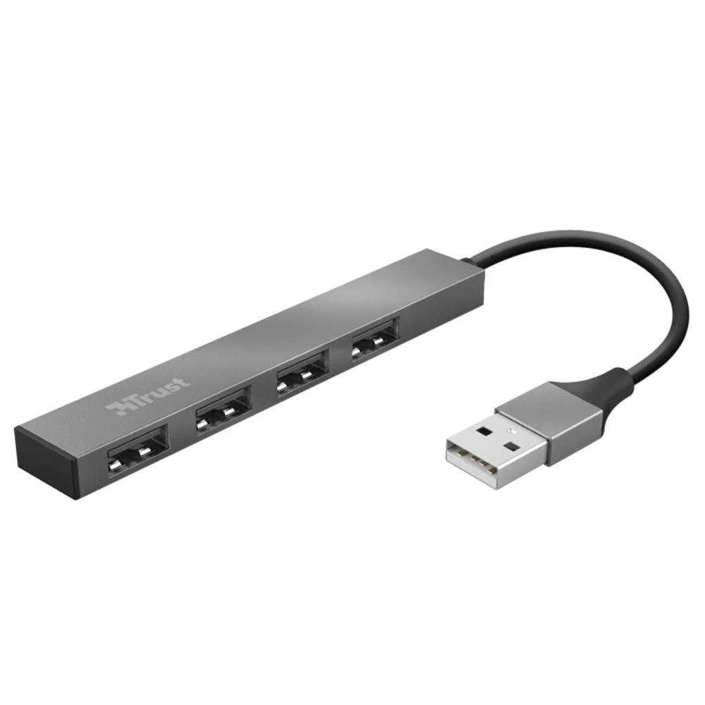 Hub Trust Halyx, 4 Portas USB 2.0, Ultra Compacto, Conexão USB, de Alumínio, - 23786