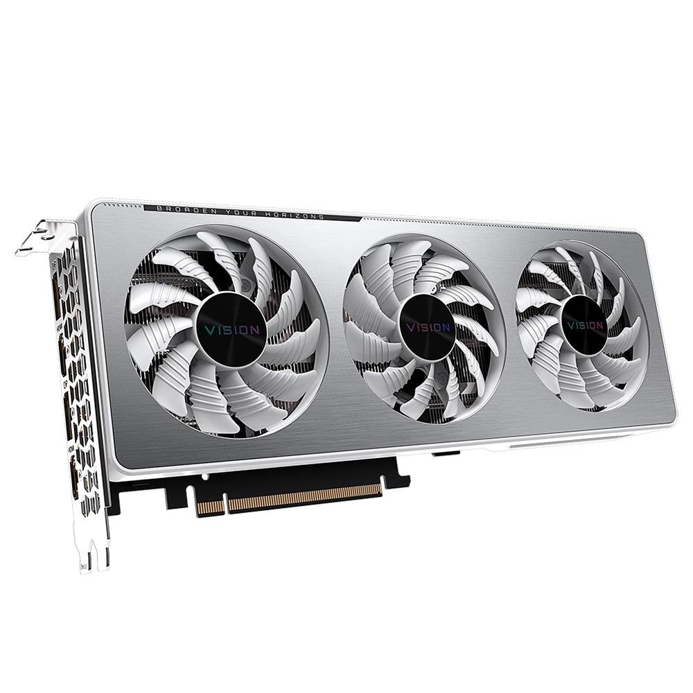 Imagem 2 de 7 do produto Placa de Vídeo RTX 3060 VISION OC 12G Gigabyte GeForce, 12GB GDDR6, RGB Fusion, Ray Tracing, Metal Back Plate - GV-N3060VISION OC-12GD