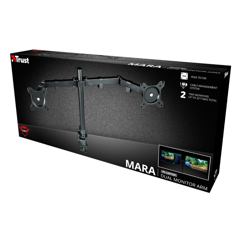 Imagem 6 de 6 do produto Suporte de Mesa GXTrust 1120 para 2 Monitores até 32", Ajustável, Sistema de Gestão de Cabos, Preto - 23941