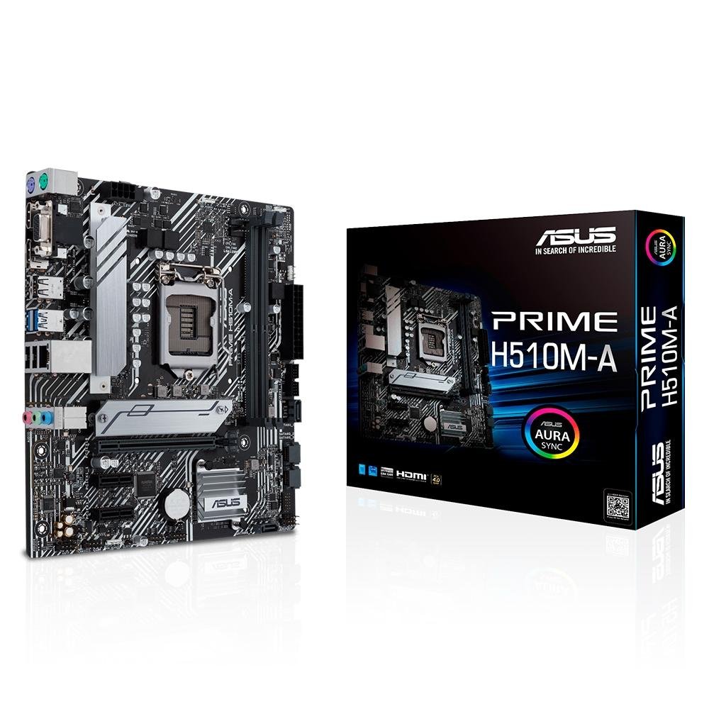 Placa-Mãe ASUS Prime H510M-A, Intel Socket LGA1200, microATX, DDR4, Preto - 90MB17C0-M0EAY0