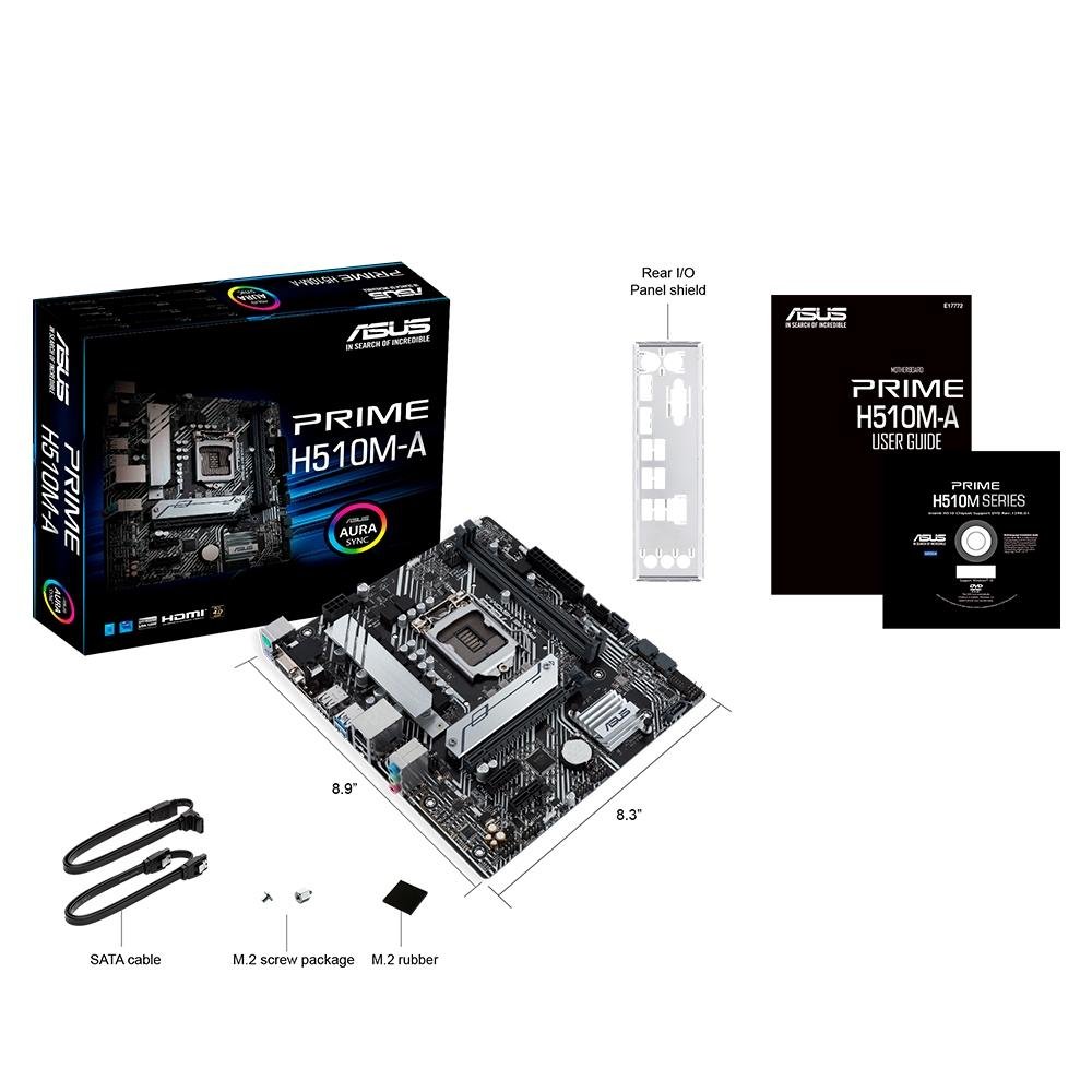 Placa-Mãe ASUS Prime H510M-A, Intel Socket LGA1200, microATX, DDR4, Preto - 90MB17C0-M0EAY0