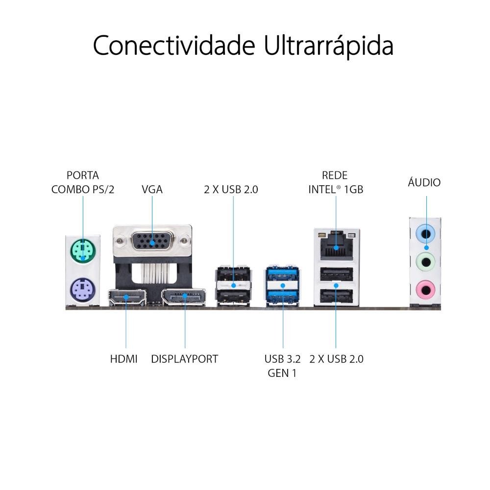 Imagem 8 de 12 do produto Placa-Mãe ASUS Prime H510M-A, Intel Socket LGA1200, microATX, DDR4, Preto - 90MB17C0-M0EAY0