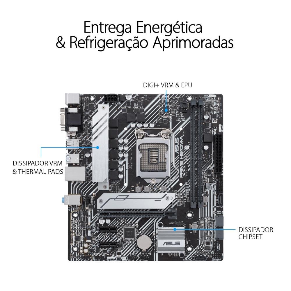 Imagem 12 de 12 do produto Placa-Mãe ASUS Prime H510M-A, Intel Socket LGA1200, microATX, DDR4, Preto - 90MB17C0-M0EAY0