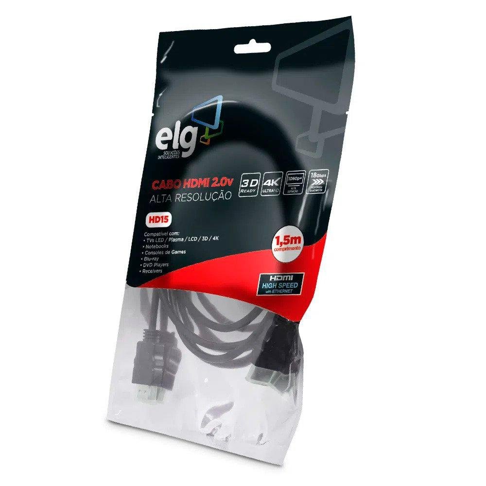 Imagem 3 de 3 do produto Cabo HDMI 2.0 4K UltraHD ELG, 1.5 Metros, 3D Ready - HD15