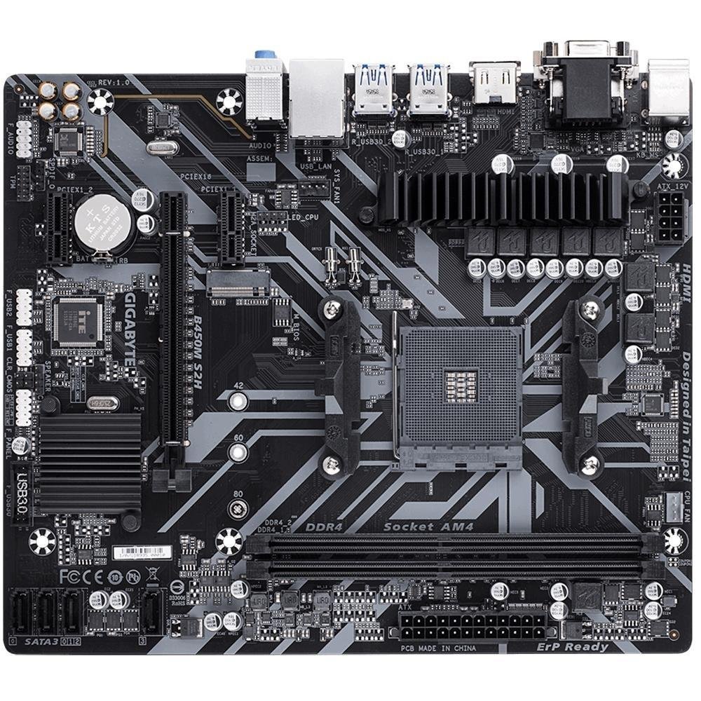 Imagem 6 de 7 do produto Kit Processador AMD Ryzen 5 1600, Cache 19MB, 3.2GHz + Placa-Mãe Gigabyte B450M S2H, AM4, mATX, DDR4