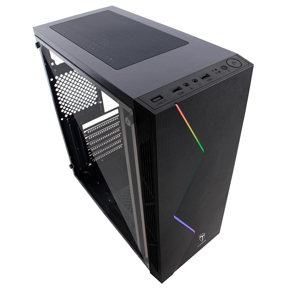 Imagem 3 de 5 do produto Gabinete Gamer T-Dagger RGB, Mid Tower, Lateral em Acrílico, Preto - TGC-P03B