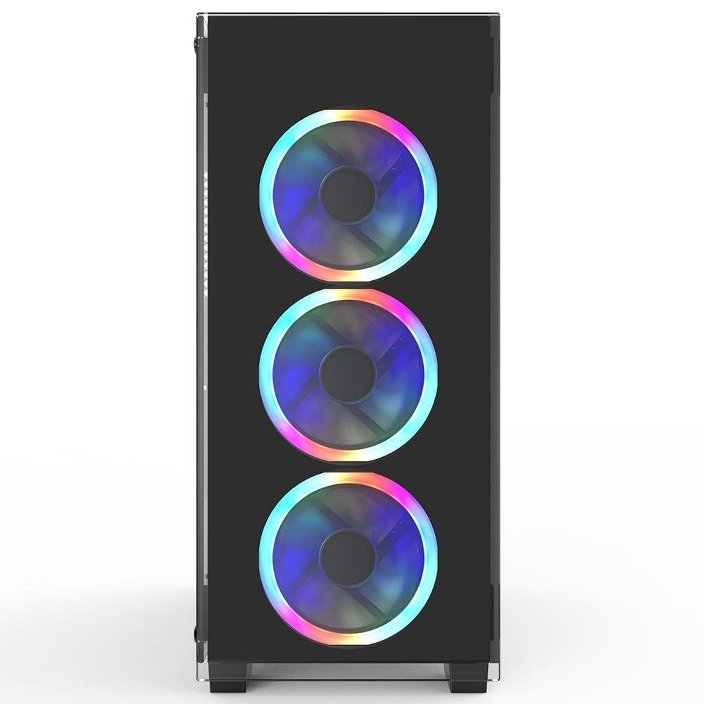 Imagem 2 de 6 do produto Gabinete Gamer Redragon Mixmaster, Mid Tower, 3x Fans de LED 120mm, Painel Lateral e Frontal em Vidro Temperado, Preto - GC-618