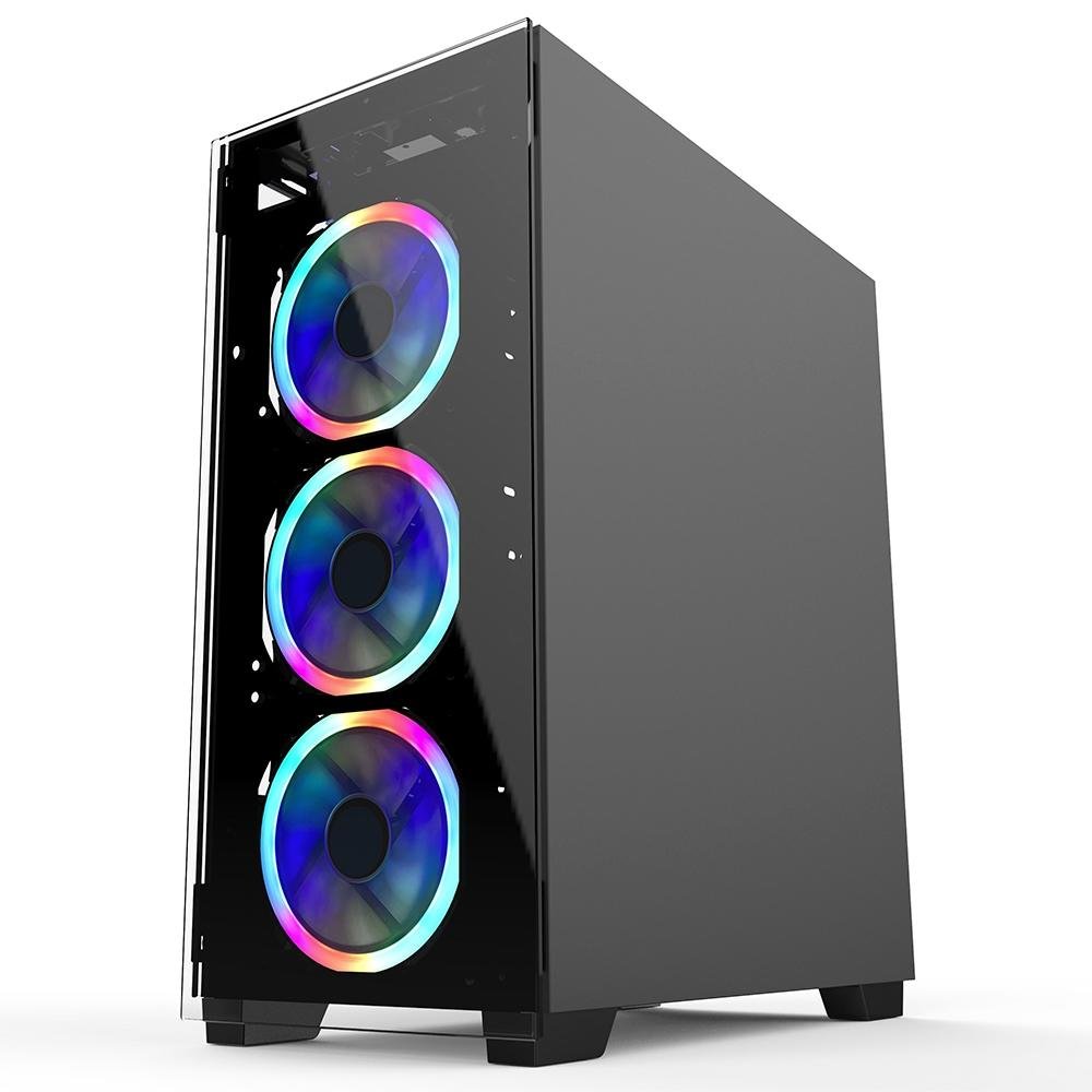 Imagem 3 de 6 do produto Gabinete Gamer Redragon Mixmaster, Mid Tower, 3x Fans de LED 120mm, Painel Lateral e Frontal em Vidro Temperado, Preto - GC-618