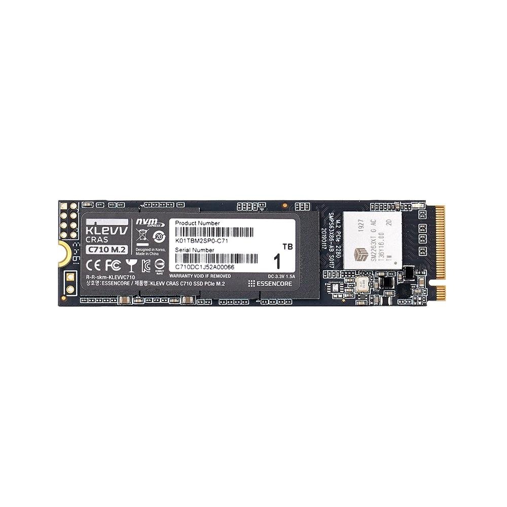 【使用少】SSD 1TB M.2 NVMe KLEVV CRAS C710 正常 SSD 1 TB KLEVV CRAS C710, M.2 NVMe, PCIe Gen3x4, Leitura: 2100MB