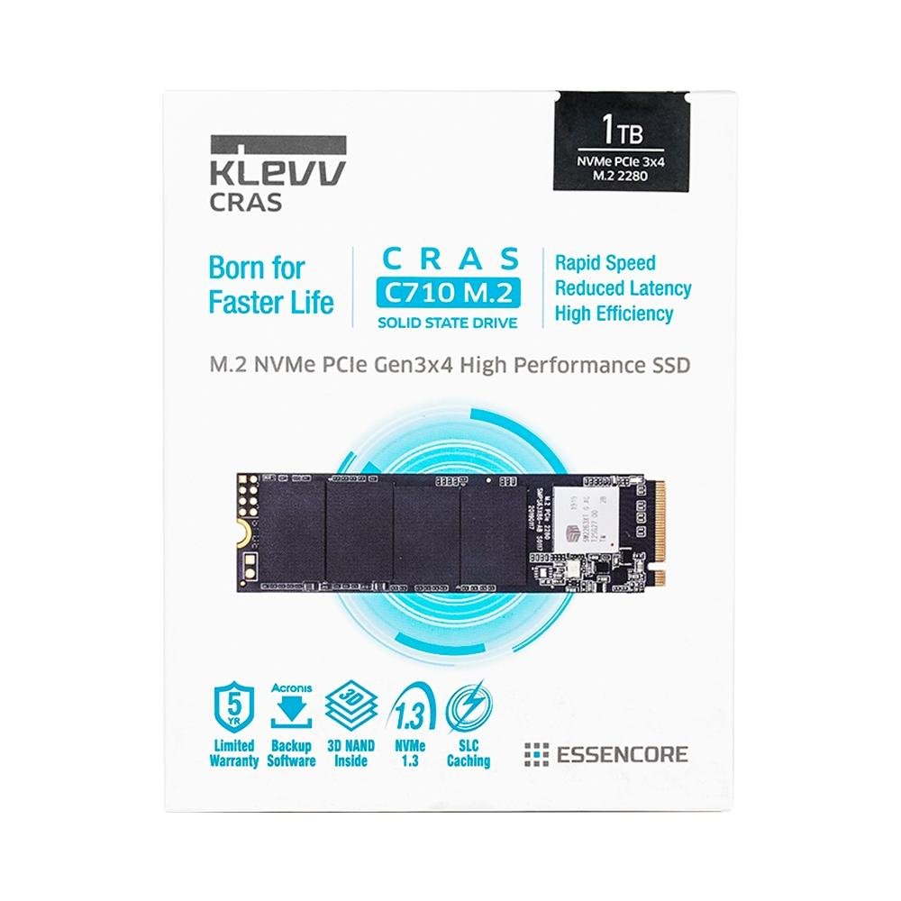 SSD 1 TB KLEVV CRAS C710, M.2 NVMe, PCIe Gen3x4, Leitura: 2100MB