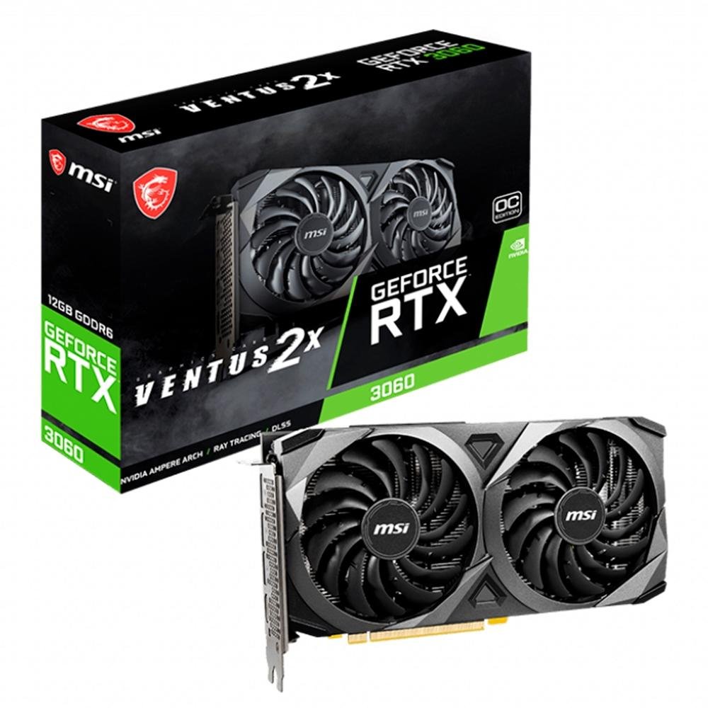 Placa de Vídeo MSI GeForce RTX 3060 VENTUS 2X 12G OC, 15 Gbps, 12GB