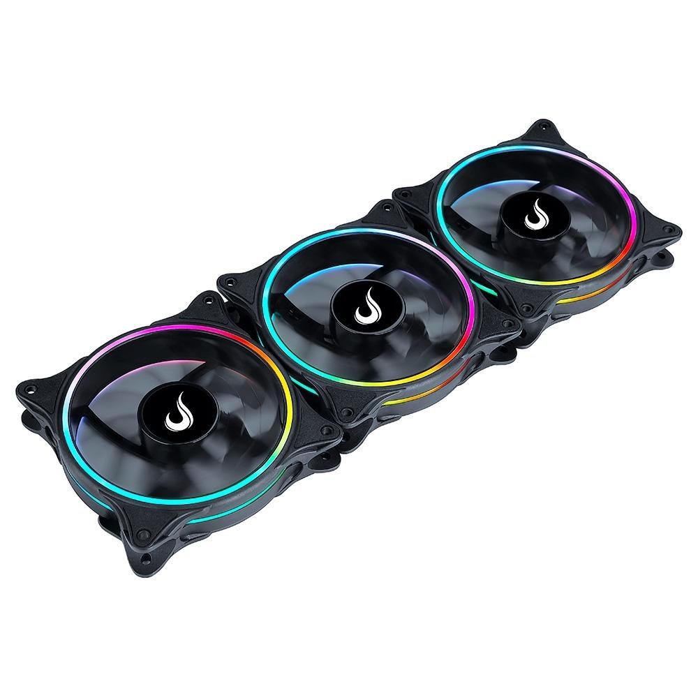 Kit Com 3 Ventoinhas Rise Mode Laser, 120mm, ARGB, Preto - RM-RGB-05-5V Kit Com 3 Ventoinhas Rise Mode Laser, 120mm, ARGB, Preto - RM-RGB-05-5V