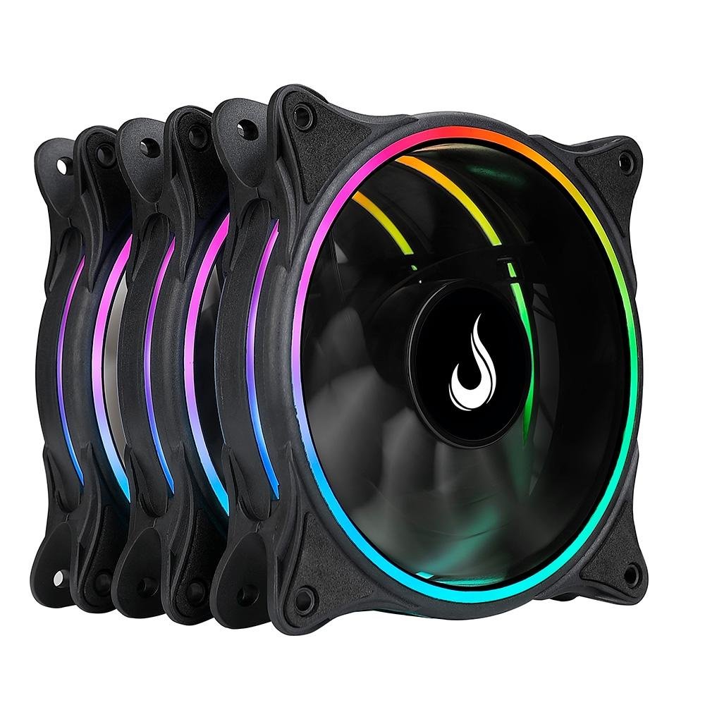 Kit Com 3 Ventoinhas Rise Mode Laser, 120mm, ARGB, Preto - RM-RGB-05-5V Kit Com 3 Ventoinhas Rise Mode Laser, 120mm, ARGB, Preto - RM-RGB-05-5V