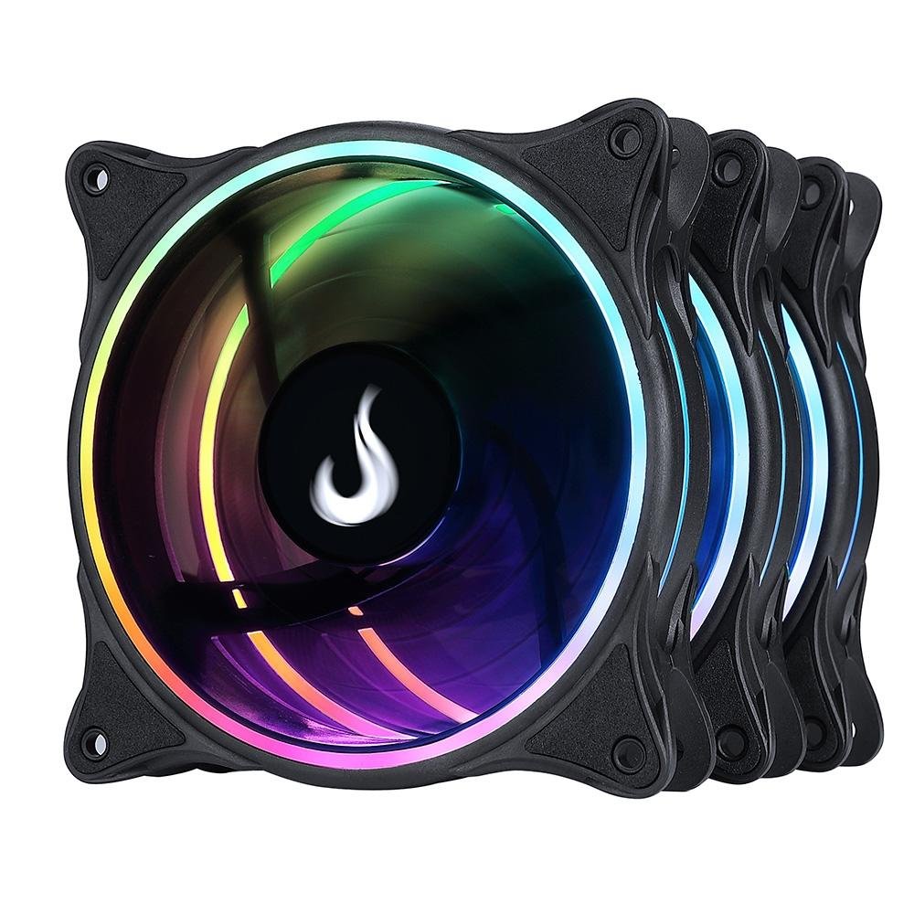Kit Com 3 Ventoinhas Rise Mode Laser, 120mm, ARGB, Preto - RM-RGB-05-5V Kit Com 3 Ventoinhas Rise Mode Laser, 120mm, ARGB, Preto - RM-RGB-05-5V
