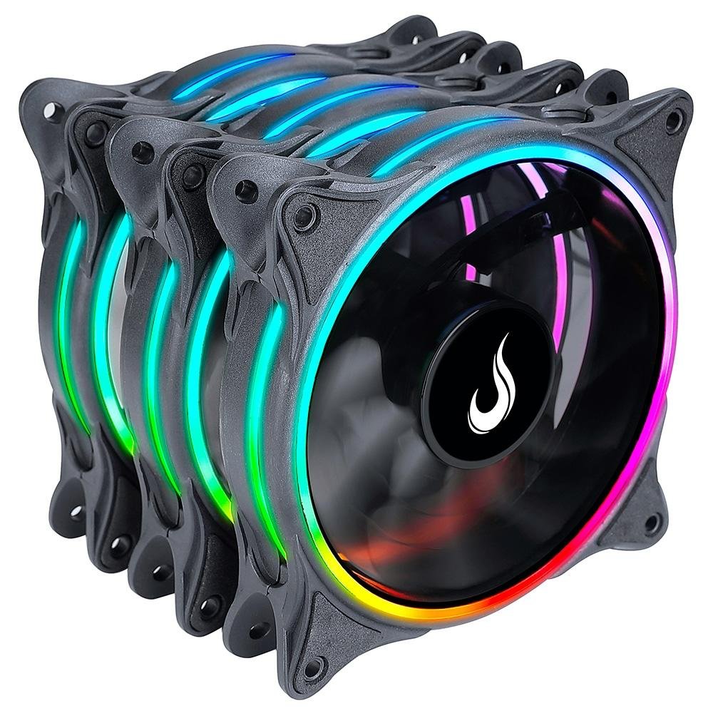 Kit Com 3 Ventoinhas Rise Mode Laser, 120mm, ARGB, Preto - RM-RGB-05-5V Kit Com 3 Ventoinhas Rise Mode Laser, 120mm, ARGB, Preto - RM-RGB-05-5V