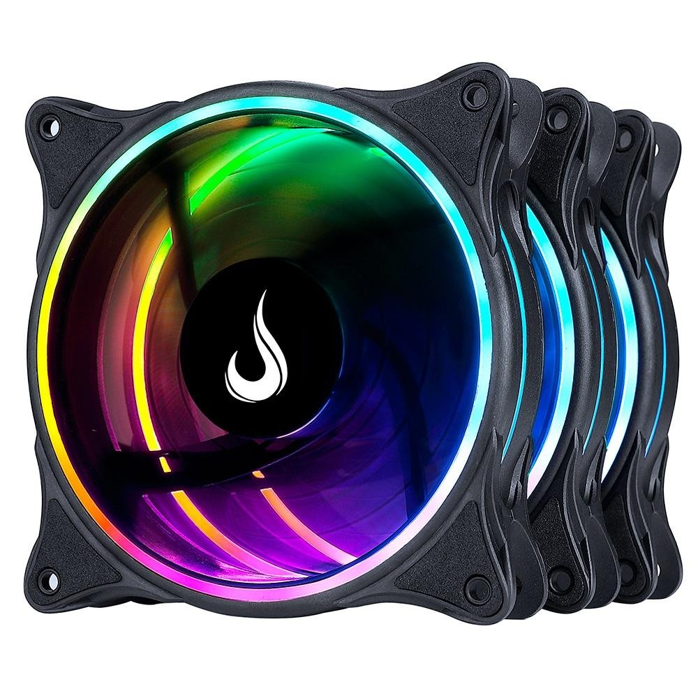 Kit Com 3 Ventoinhas Rise Mode Laser, 120mm, ARGB, Preto - RM-RGB-05-5V Kit Com 3 Ventoinhas Rise Mode Laser, 120mm, ARGB, Preto - RM-RGB-05-5V