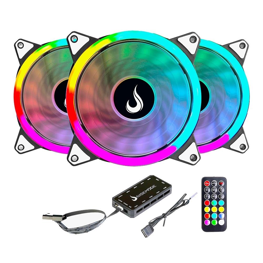 Kit Com 3 Ventoinhas Rise Mode Energy, 120mm, ARGB, Preto  - FN-02-RGB-5V 4