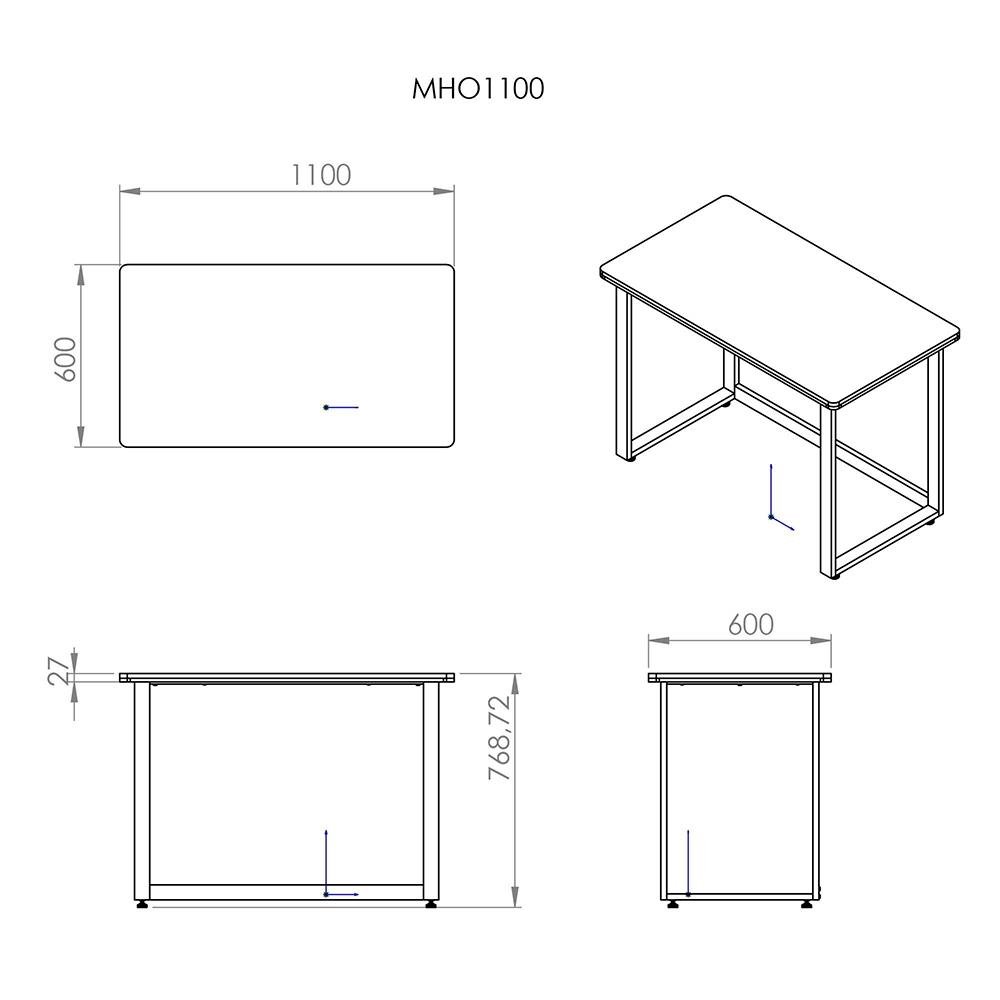 Mesa Office Hayonik MHO 1100, Amêndola Rústica, Estilo Industrial, Pés Niveladores e Suporta Peso Máximo de 150 Kg - 72311 - view 5