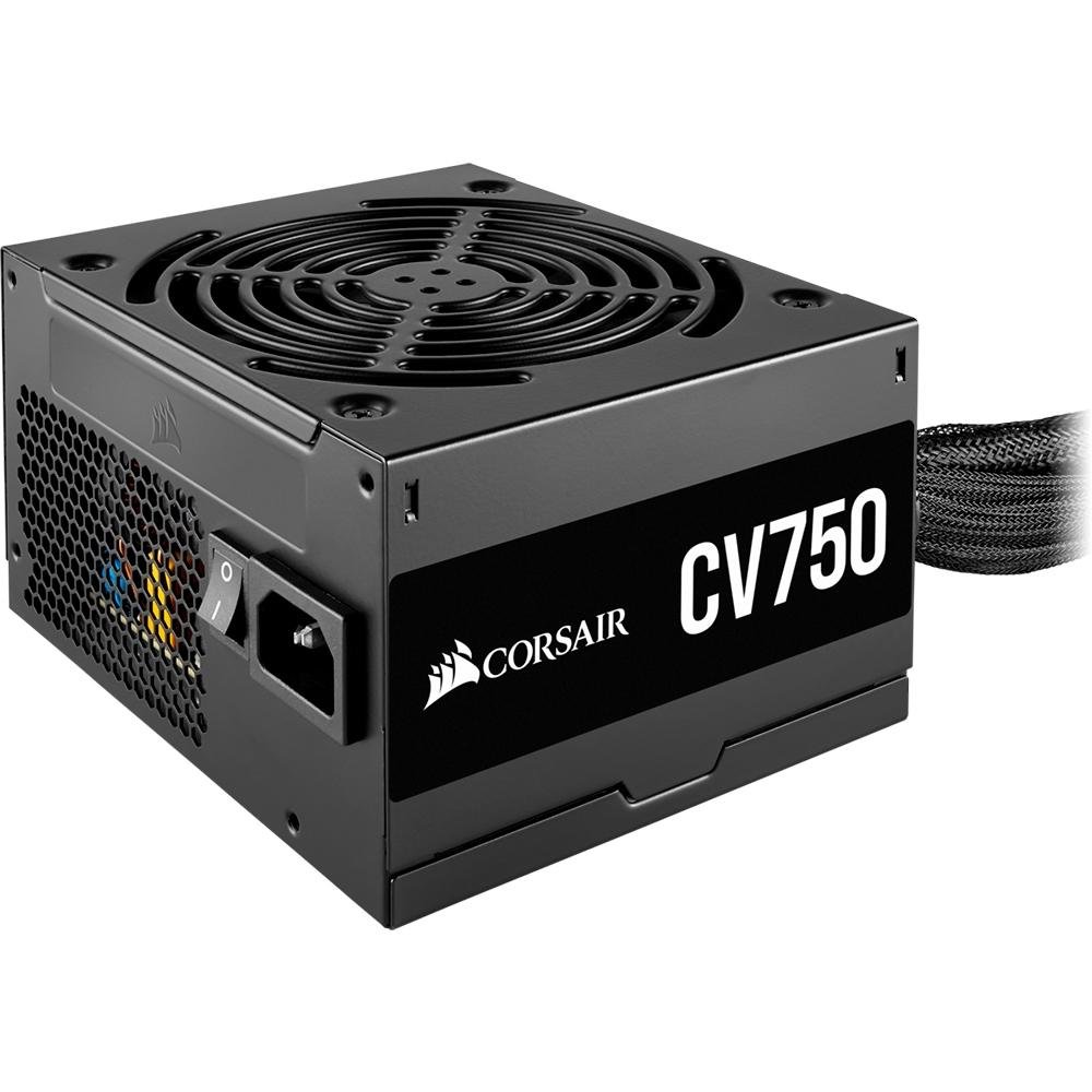 Fonte Corsair CV750, 750W, 80 Plus Bronze, Com Cabo, Preto - CP-9020237-BR Fonte Corsair CV750, 750W, 80 Plus Bronze, Com Cabo, Preto - CP-9020237-BR