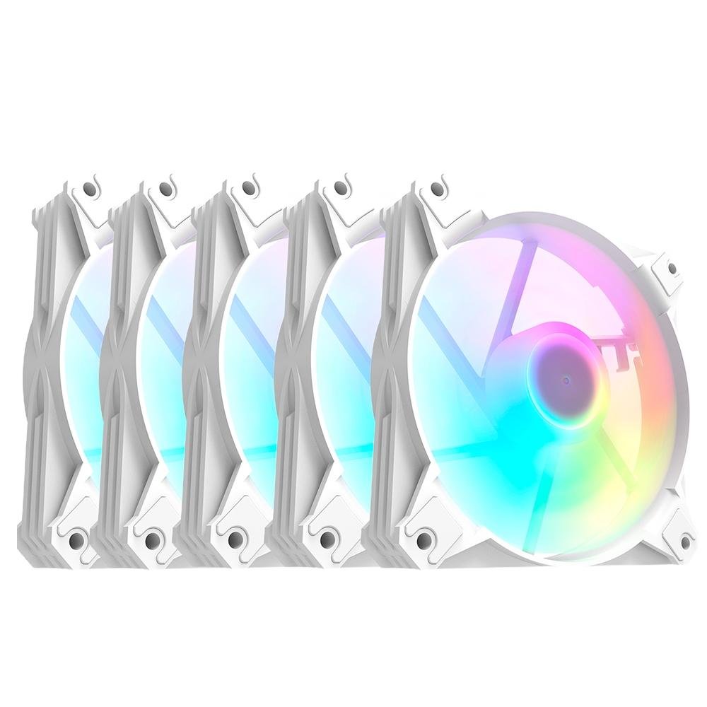 Kit 5x Cooler Fan Hyrax ARGB, 120mm, para Gabinete, Branco - HCL605W Kit 5x Cooler Fan Hyrax ARGB, 120mm, para Gabinete, Branco - HCL605W