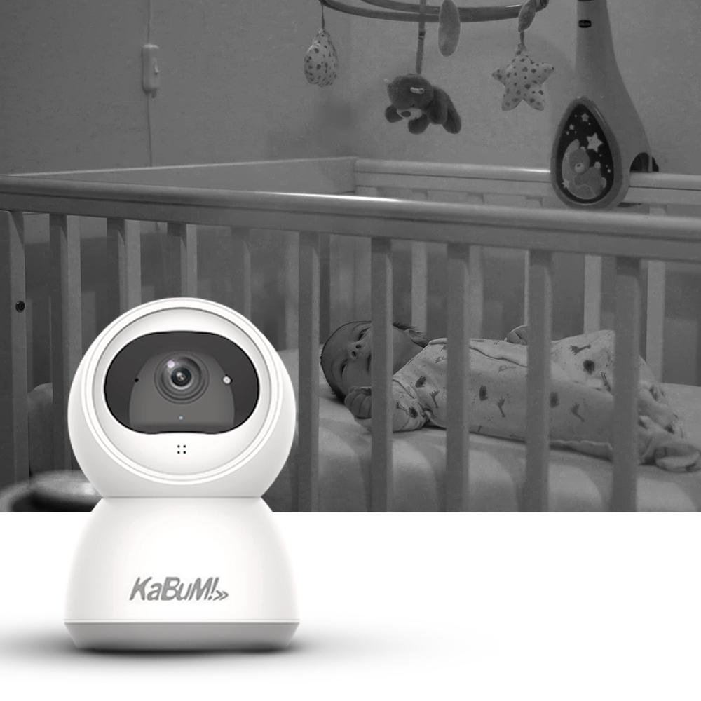 Babá Eletrônica KaBuM! Smart 500 - 1080P, Detecção de Movimento, Visão Panorâmica e Noturna, Áudio Bidirecional - KBSK001