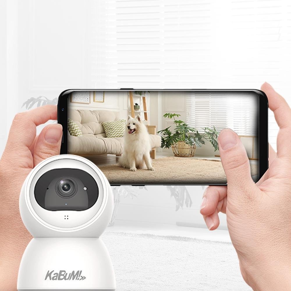 Babá Eletrônica KaBuM! Smart 500 - 1080P, Detecção de Movimento, Visão Panorâmica e Noturna, Áudio Bidirecional - KBSK001