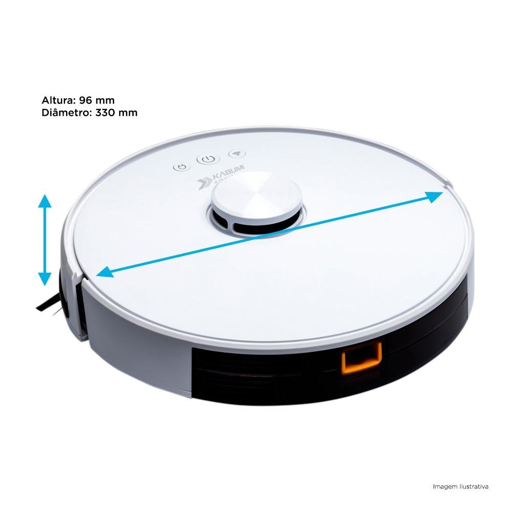 Robô Aspirador e Passa Pano KABUM! smart 700 - 5 Modos de Limpeza, Mapeamento a Laser 3D, Base de Carregamento - Bivolt - Branco - KBSF006