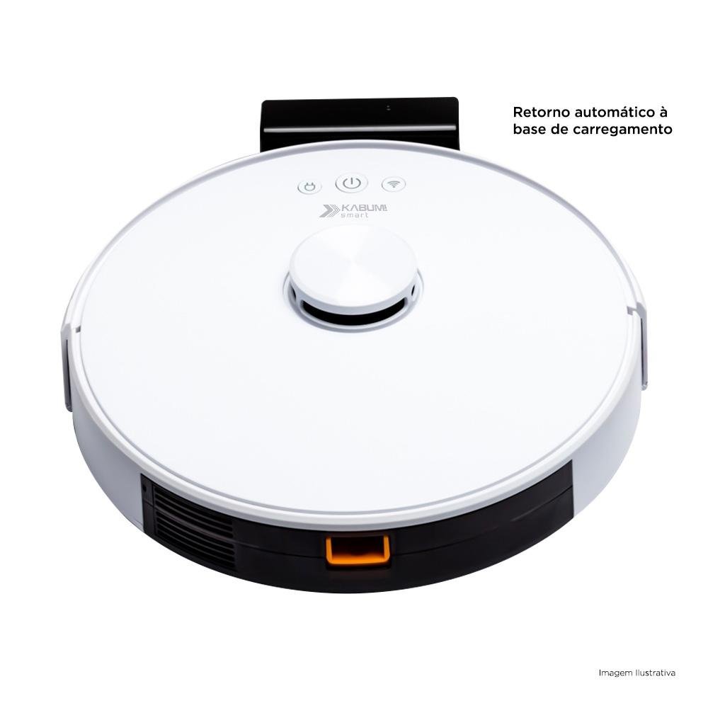 Robô Aspirador e Passa Pano KABUM! smart 700 - 5 Modos de Limpeza, Mapeamento a Laser 3D, Base de Carregamento - Bivolt - Branco - KBSF006