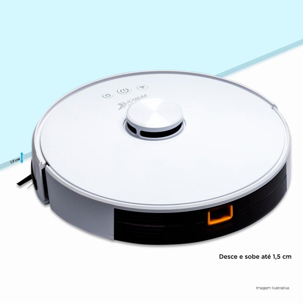Robô Aspirador e Passa Pano KABUM! smart 700 - 5 Modos de Limpeza, Mapeamento a Laser 3D, Base de Carregamento - Bivolt - Branco - KBSF006