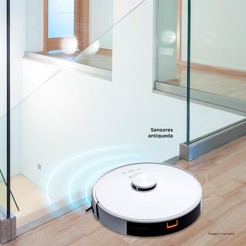 Robô Aspirador e Passa Pano KABUM! smart 700 - 5 Modos de Limpeza, Mapeamento a Laser 3D, Base de Carregamento - Bivolt - Branco - KBSF006