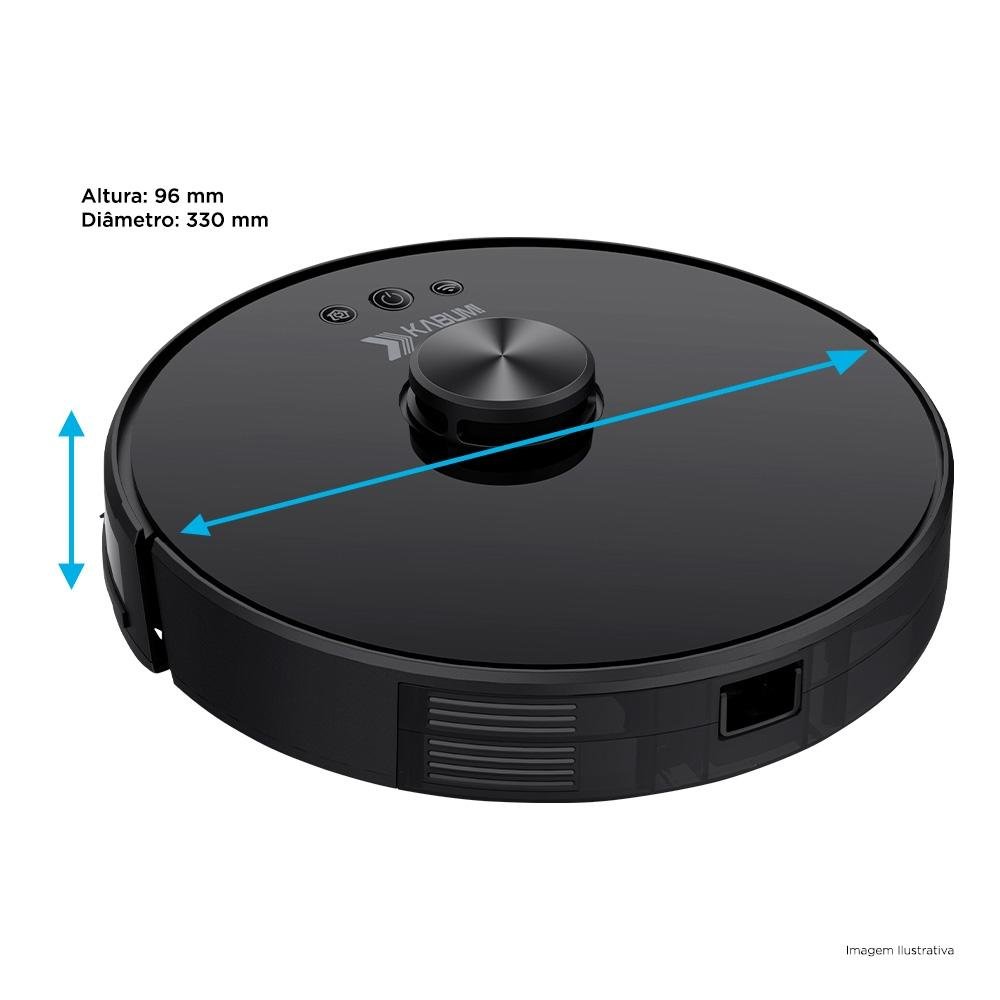 Robô Aspirador e Passa Pano KABUM! smart 700 - 5 Modos de Limpeza, Mapeamento a Laser 3D, Base de Carregamento - Bivolt - Preto - KBSF003 Robô Aspirador e Passa Pano KABUM! smart 700 - 5 Modos de Limpeza, Mapeamento a Laser 3D, Base de Carregamento - Bivolt - Preto - KBSF003