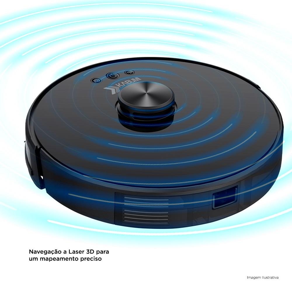 Robô Aspirador e Passa Pano KABUM! smart 700 - 5 Modos de Limpeza, Mapeamento a Laser 3D, Base de Carregamento - Bivolt - Preto - KBSF003 Robô Aspirador e Passa Pano KABUM! smart 700 - 5 Modos de Limpeza, Mapeamento a Laser 3D, Base de Carregamento - Bivolt - Preto - KBSF003