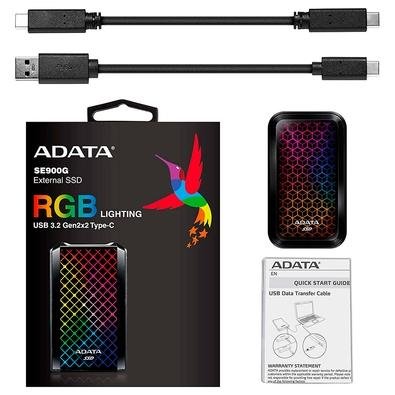 ADATA SE900G Externe SSD 512 GB – Superschnell, Robust & Kompakt, Schwarz, Ideal Für Gaming & Backups