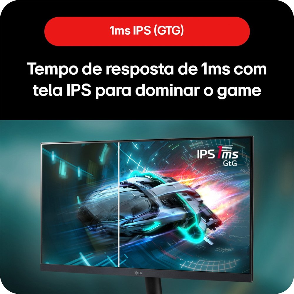 "Monitor Gamer LG UltraGear 27"", FHD, 240Hz, 1ms, IPS, FreeSync Premium, G-Sync, HDR10, Altura Ajustável - 27GN750-B.AWZ" - view 4