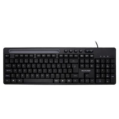 Teclado Multilaser Multimidia Office, USB, com Apoio para Smartphone, Teclas Silenciosas, Preto - TC262 Ver descrição completa
