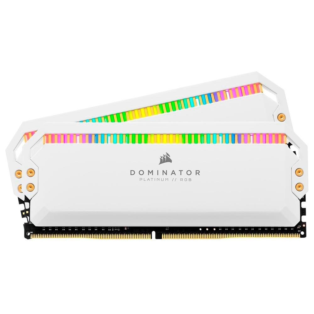 Imagem 1 de 4 do produto [CANCELADO USAR O CF 526358] Memoria RAM Corsair Dominator Platinum RGB, 32GB (2x16GB), DDR4, 3200MHz, CL16, Branco - CMT32GX4M2E3200C16W